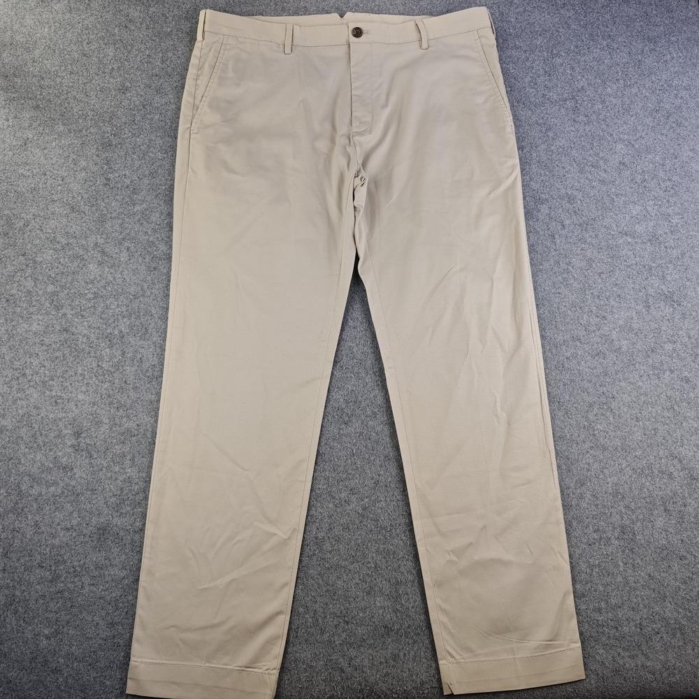 Brooks Brothers Chino Pants Mens 38x32 Beige Flat Front Cotton Stretch Slim Fit